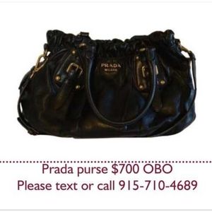 Prada purse, Dickie jeans 40x32, black rivet purse